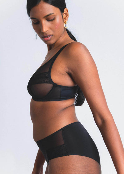 LEJABY Bügel-BH NUDITÉ schwarz Tüll Leavers Spitze große Cups