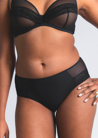 LEJABY High-Waist Panty NUDITÉ schwarz Tüll Leavers Spitze