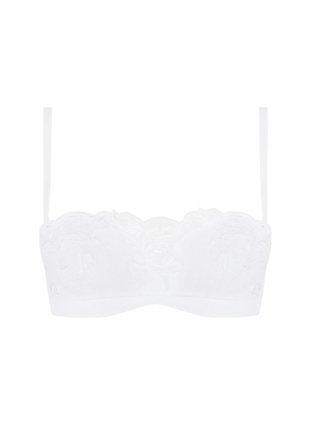 Lise Charmel Bandeau-BH SOURCE BEAUTE weiß Bügel florale Spitze abnehmbare Träger