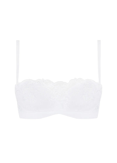 Lise Charmel Bandeau-BH SOURCE BEAUTE weiß Bügel florale Spitze abnehmbare Träger