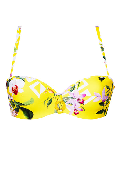 Lise Charmel Bandeau Bikinioberteil JARDIN DELICE gelb Orchideen trägerlos