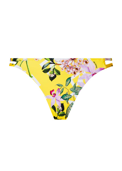 Lise Charmel Bikinihose JARDIN DELICE gelb Orchideen Muster seitliche Bänder