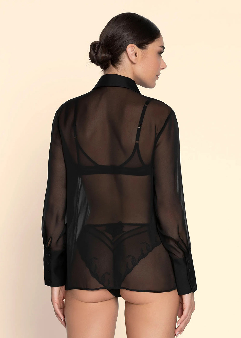 Lise Charmel Bluse VARIATIONS DESIR schwarz Seide semitransparent geknöpft