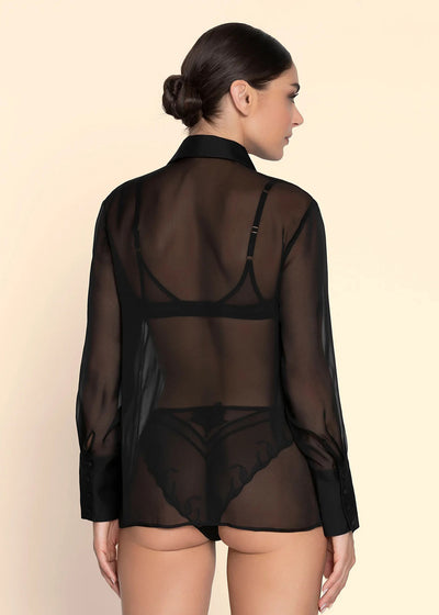 Lise Charmel Bluse VARIATIONS DESIR schwarz Seide semitransparent geknöpft