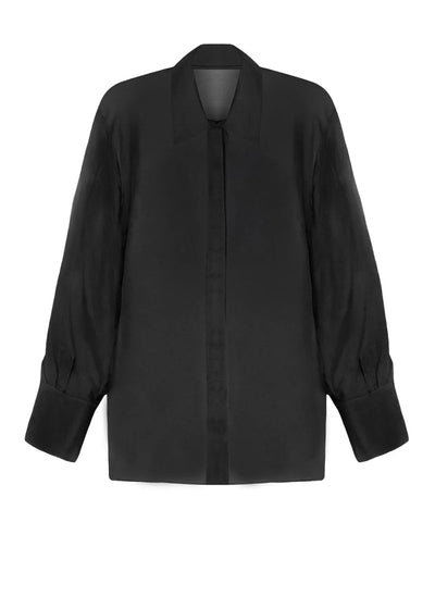 Lise Charmel Bluse VARIATIONS DESIR schwarz Seide semitransparent geknöpft