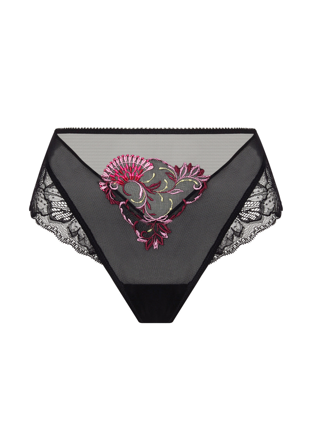 Lise Charmel Brazilian-Slip FLORAISON PASSION schwarz Stickerei in rosa aus Spitze