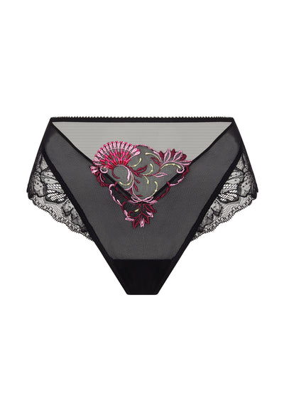 Lise Charmel Brazilian-Slip FLORAISON PASSION schwarz Stickerei in rosa aus Spitze