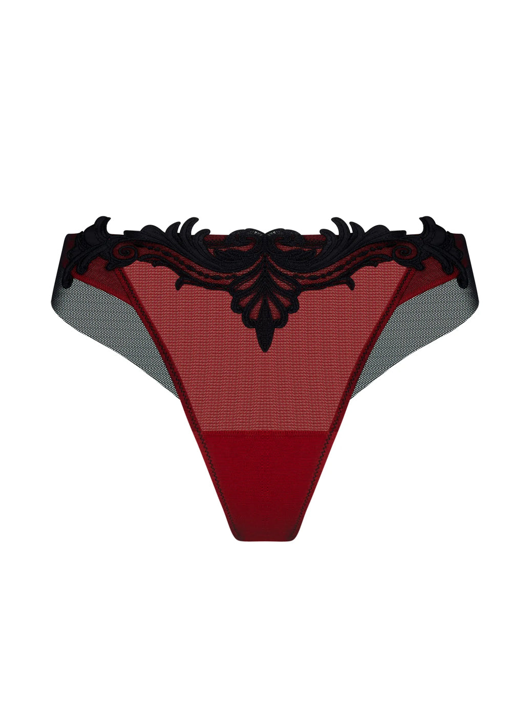 Lise Charmel Brazilian-String BELLISSIME INCONNUE schwarz-rot Barock-Spitze mit Tüll
