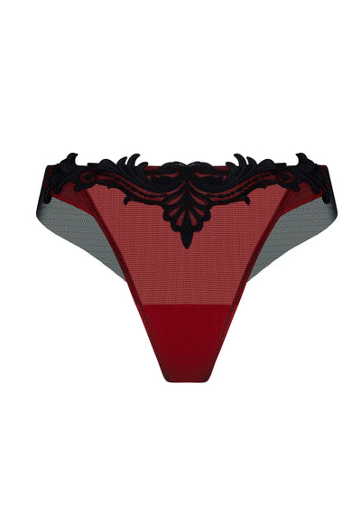 Lise Charmel Brazilian-String BELLISSIME INCONNUE schwarz-rot Barock-Spitze mit Tüll