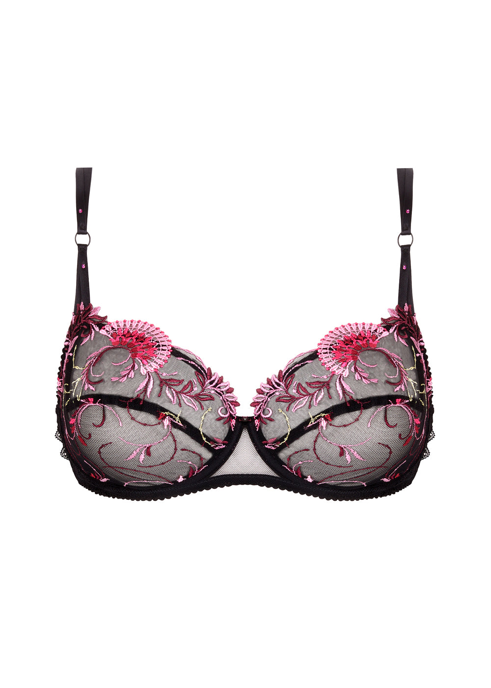 Lise Charmel Bügel-BH FLORAISON PASSION schwarz Stickerei in rosa mit Spitze