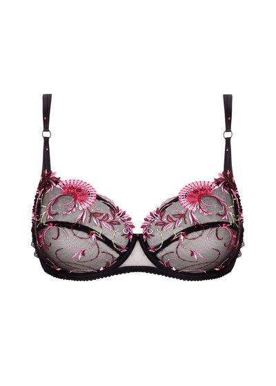 Lise Charmel Bügel-BH FLORAISON PASSION schwarz Stickerei in rosa mit Spitze