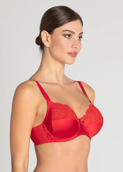 Lise Charmel Bügel-BH  SPLENDEUR SOIE rot Seidensatin Spitze große Cups