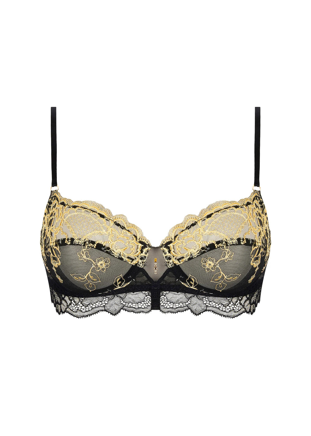 Lise Charmel Halbschale-BH SUBLIME EN OR schwarz-goldene Calaiser Leavers-Spitze