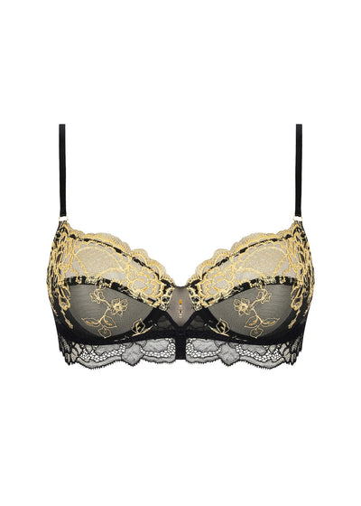 Lise Charmel Halbschale-BH SUBLIME EN OR schwarz-goldene Calaiser Leavers-Spitze