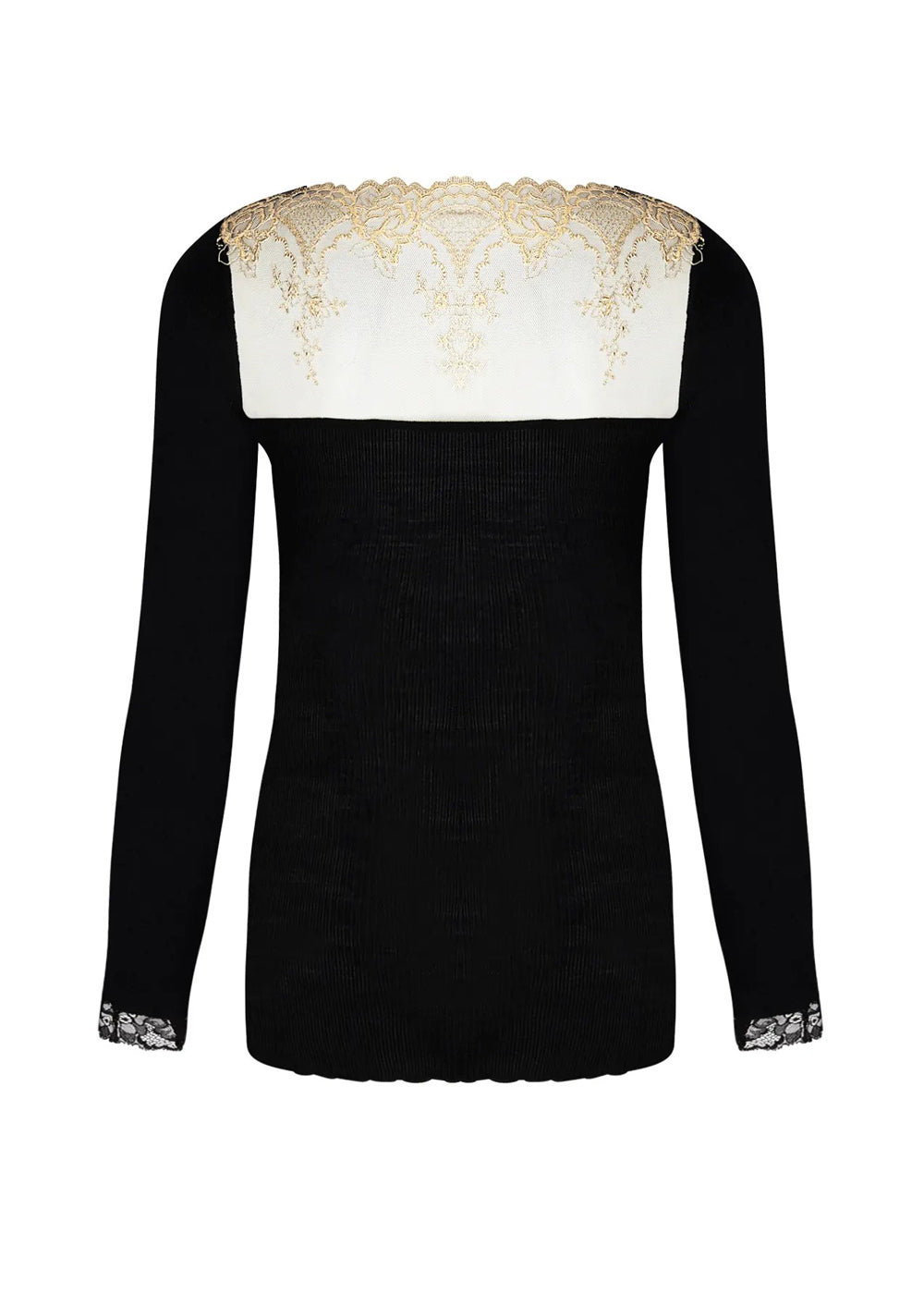 Lise Charmel Longsleeve SUBLIME EN OR schwarz-goldene Calaiser Leavers-Spitze
