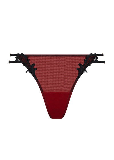 Lise Charmel Ministring BELLISSIME INCONNUE schwarz-rot mit Bänder Barock-Spitze