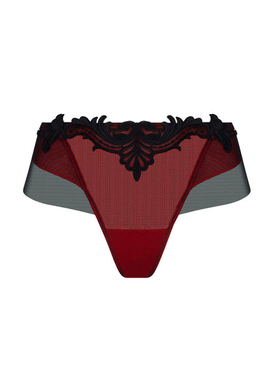 Lise Charmel Panty BELLISSIME INCONNUE schwarz-rot Barock-Spitze mit Bändern