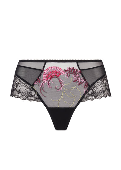 Lise Charmel Panty FLORAISON PASSION schwarz Stickerei in rosa aus Spitze