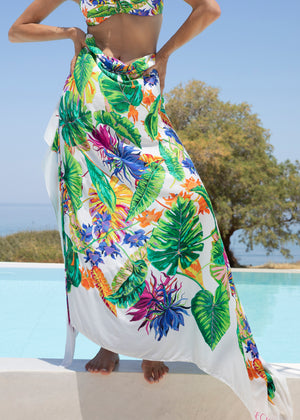 Lise Charmel Pareo EBLOUISSANT EDEN grün weiß tropisches Blumenmuster Viskose