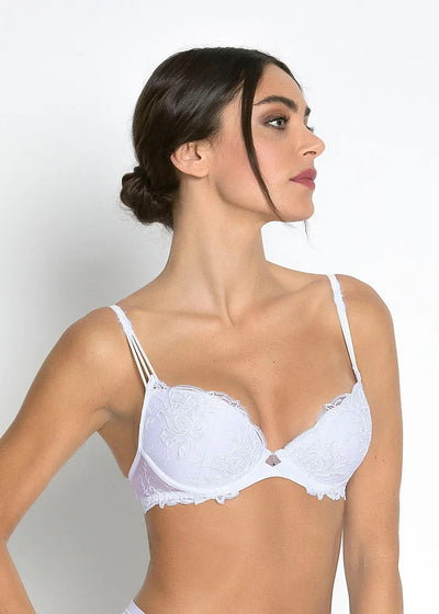 Lise Charmel Push-Up-BH SOURCE BEAUTE weiß florale Spitze Tüll Strasssteine