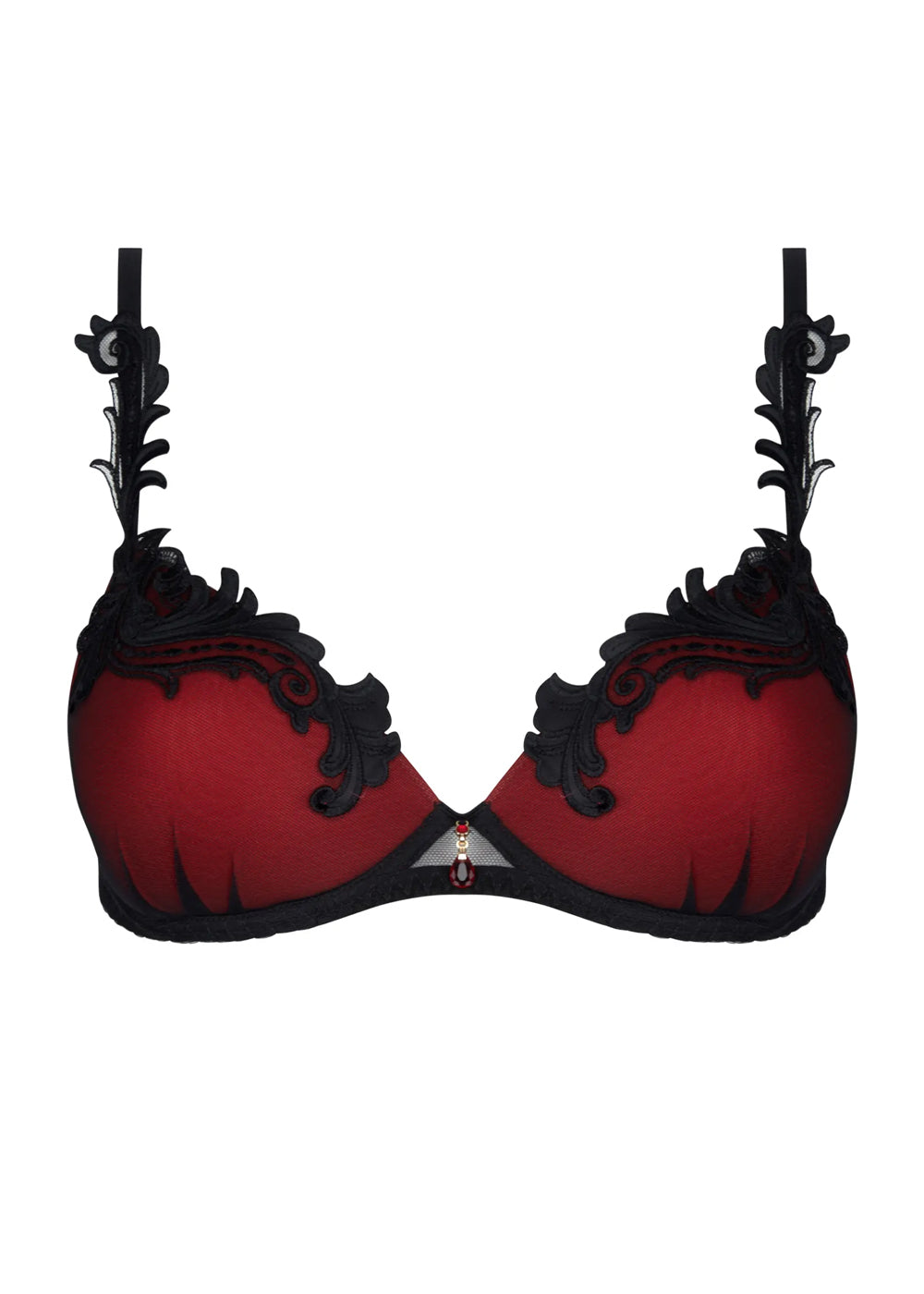 Lise Charmel Schalen-BH BELLISSIME INCONNUE schwarz-rot Barock-Spitze mit Tüll