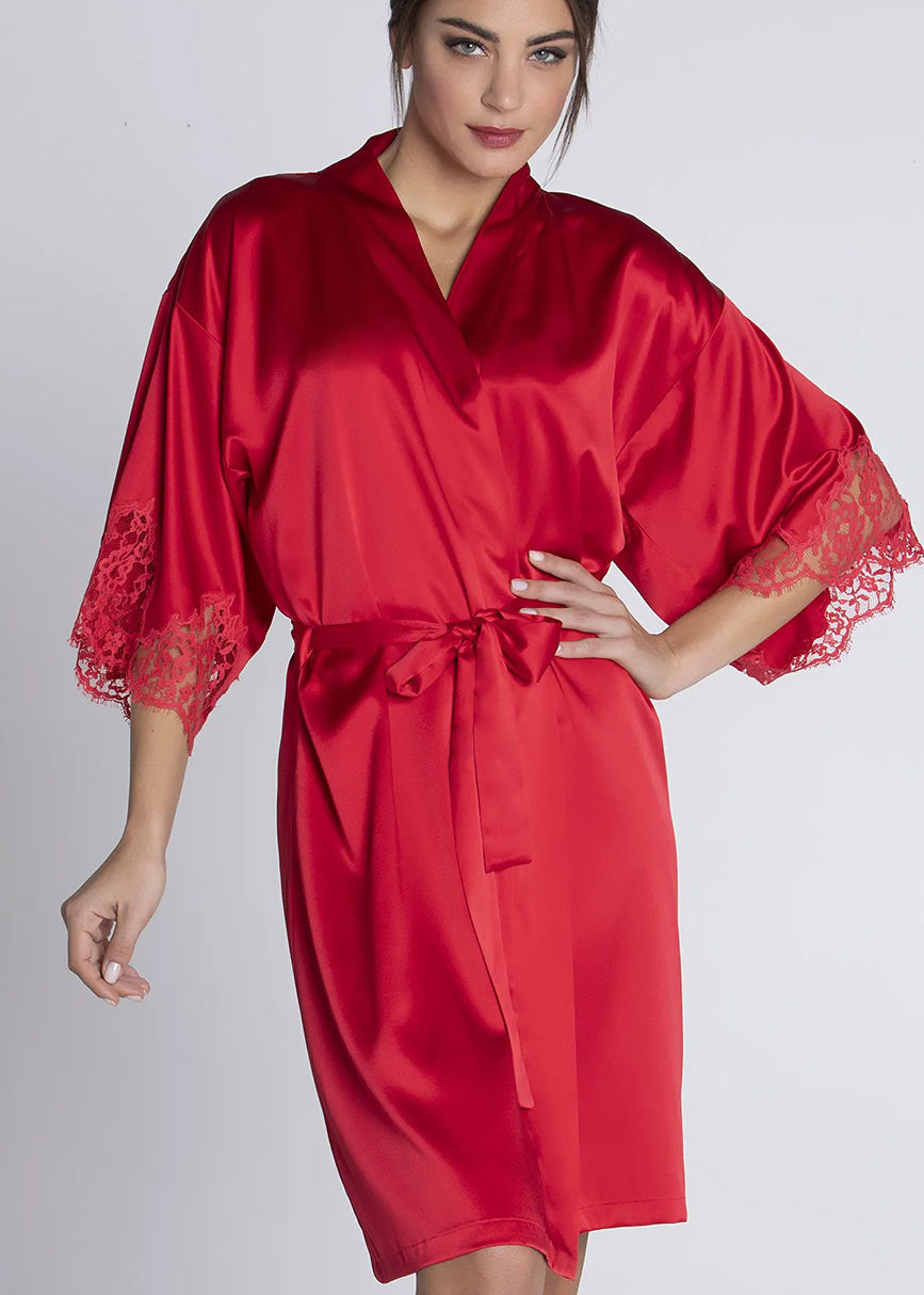 Lise Charmel Seide Kimono SPLENDEUR SOIE rot mit Spitze