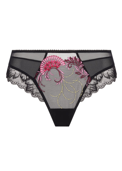 Lise Charmel Slip FLORAISON PASSION schwarz Stickerei in rosa aus Spitze