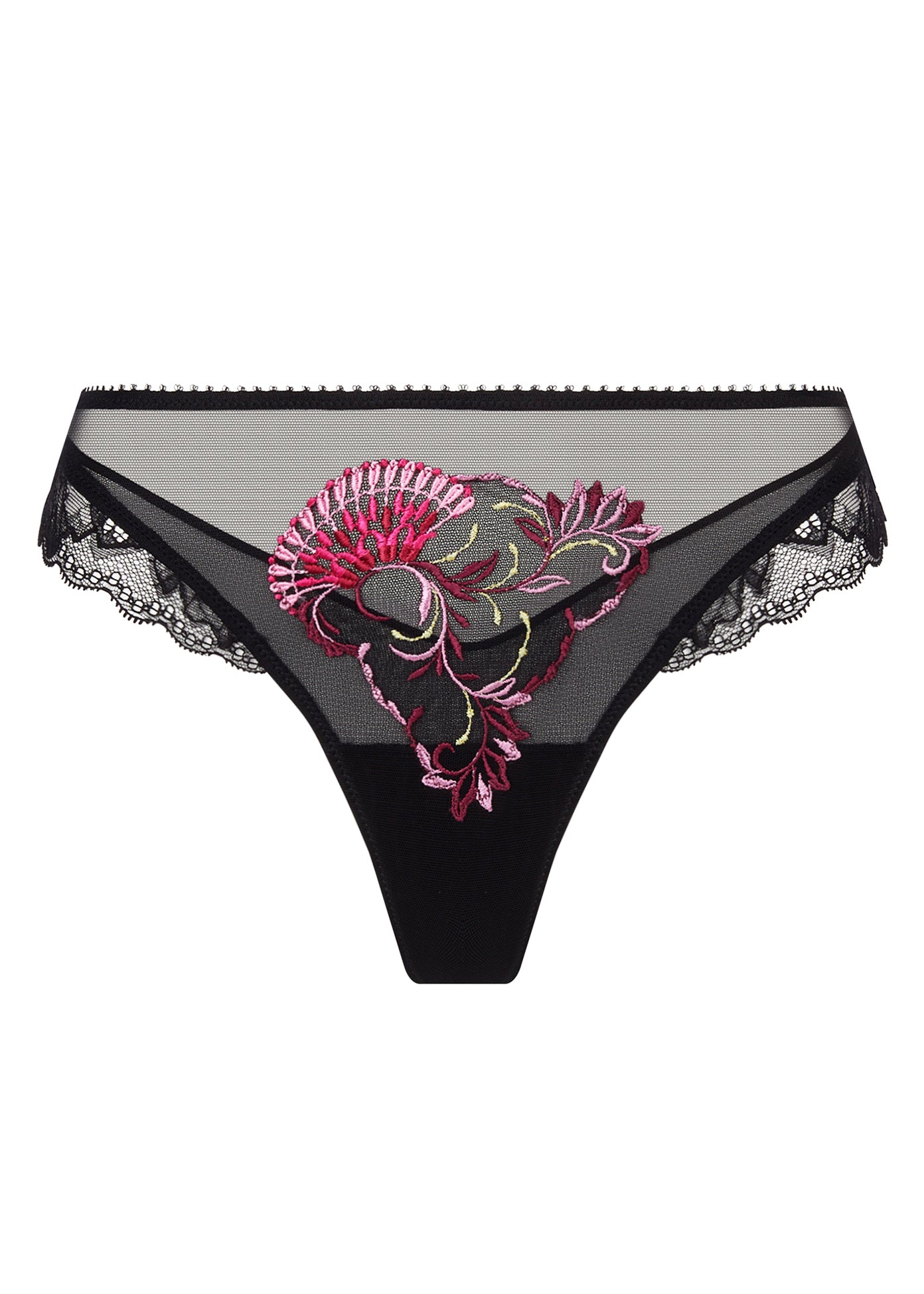 Lise Charmel String FLORAISON PASSION schwarz Stickerei in rosa aus Spitze