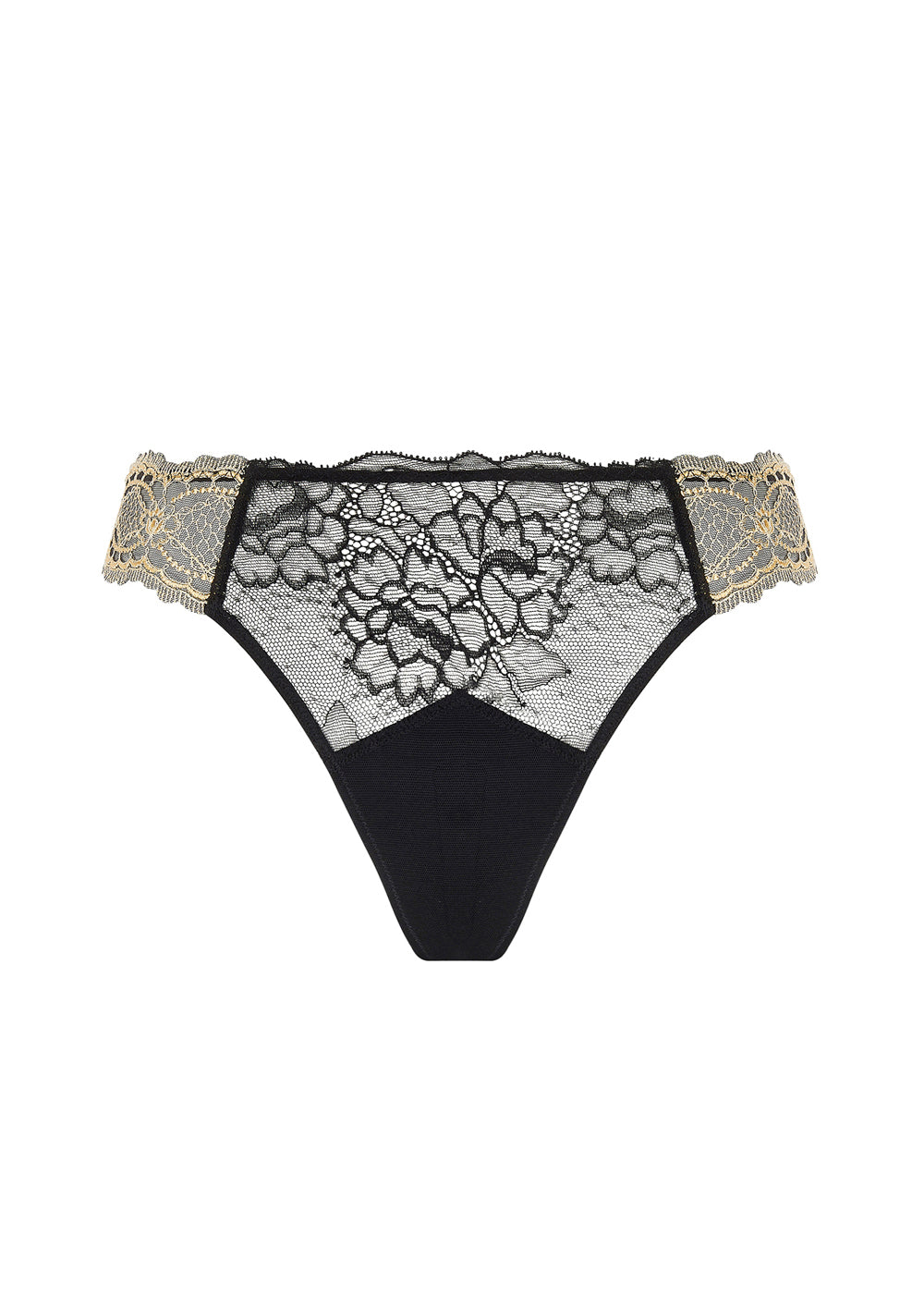 Lise Charmel String SUBLIME EN OR schwarz-goldene Calaiser Leavers-Spitze