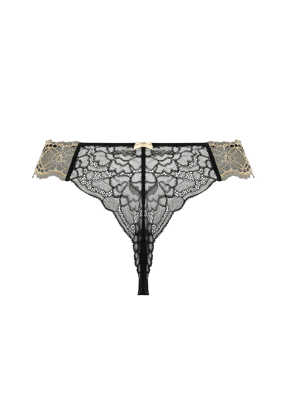 Lise Charmel String SUBLIME EN OR schwarz-goldene Calaiser Leavers-Spitze