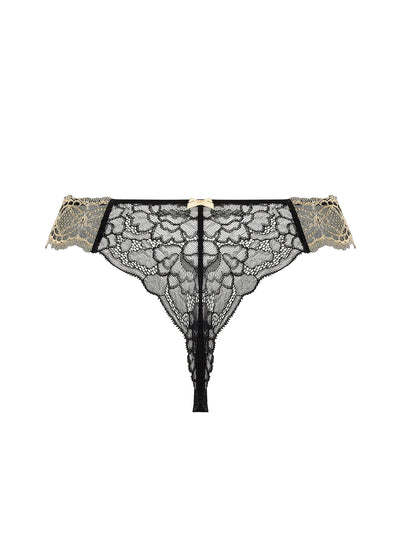 Lise Charmel String SUBLIME EN OR schwarz-goldene Calaiser Leavers-Spitze