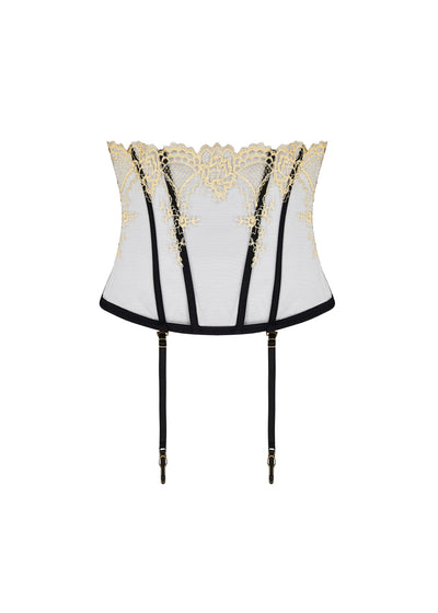 Lise Charmel Taillen-Corsage SUBLIME EN OR schwarz-goldene Calaiser Leavers-Spitze