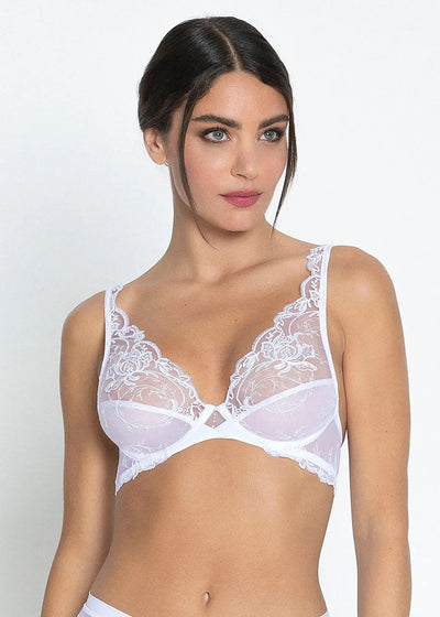 Lise Charmel Triangel-BH SOURCE BEAUTE weiß florale Spitze Tüll Strasssteine