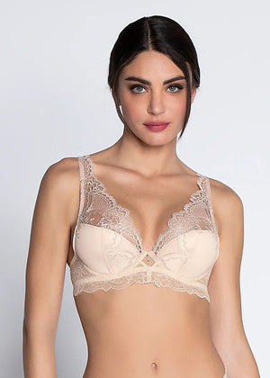 Lise Charmel Triangel-BH SUBLIME EN DENTELLE hautfarben florale Spitze Strass Halbschale