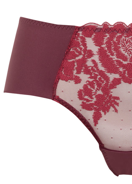 Maison Lejaby FLEUR IKAT Brasilian Panty lila Tüll mit rosa Stickerei hinten nahtlos