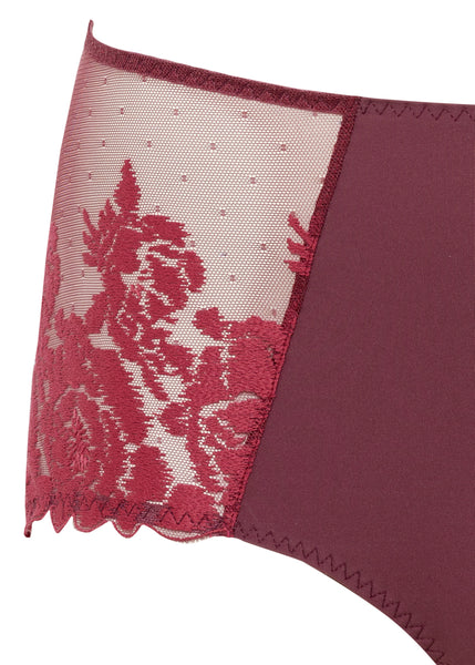 Maison Lejaby Highwaist-Slip FLEUR IKAT lila Tüll mit rosa Stickerei hinten nahtlos
