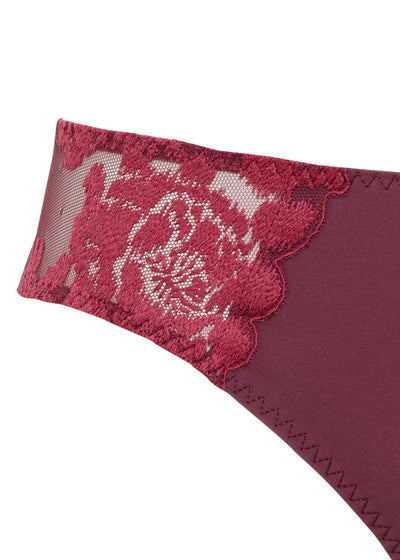 Maison Lejaby Slip FLEUR IKAT lila Tüll mit rosa Stickerei hinten nahtlos