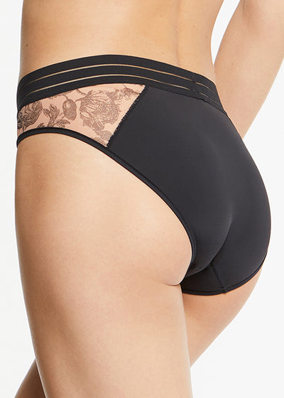 Maison Lejaby Slip NUFIT GARDEN schwarz mit transparentem Floralprint