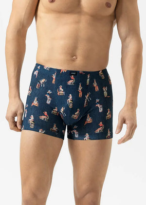 Mey Boxershorts PRETTY COWGIRL jeansblau Print mit Cowgirls Pin-up