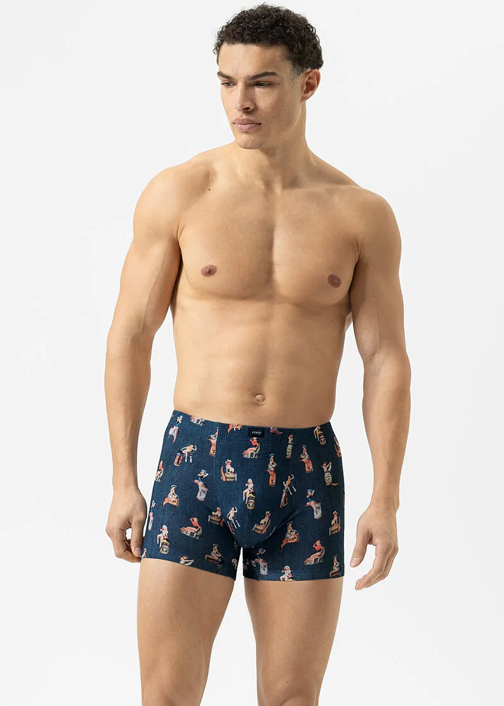 Mey Boxershorts PRETTY COWGIRL jeansblau Print mit Cowgirls Pin-up