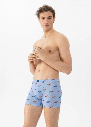 Mey Boxershorts RETRO CAR hellblau weiß gestreift Print mit Retro Cars