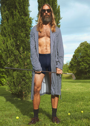 Mey Hausmantel SCOOTER VENTURE dunkelblau Vespa Print elegant Modal