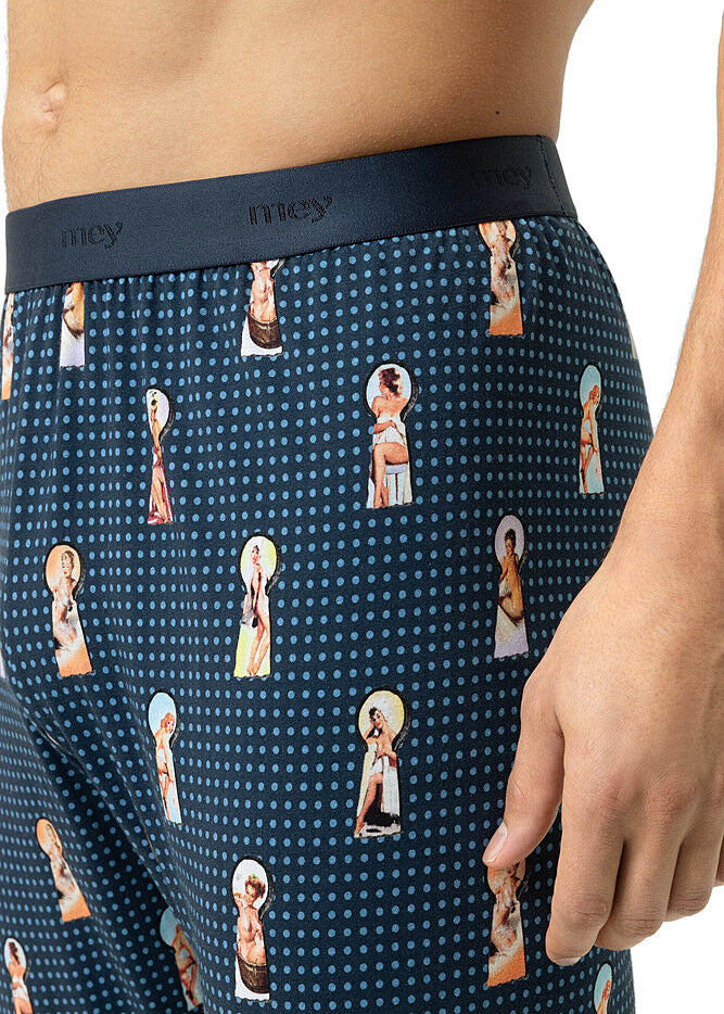 Mey Hose KEYHOLE AND PIN UP dunkelblau Print mit Pin-up-Girls in Schlüsselloch