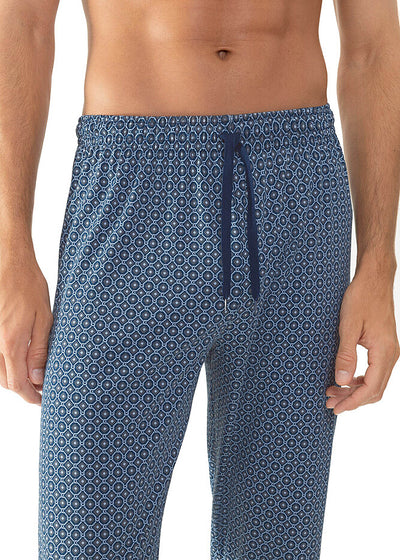 Mey Hose VESANTO blau Allover Muster lang Baumwolle Kordelbund