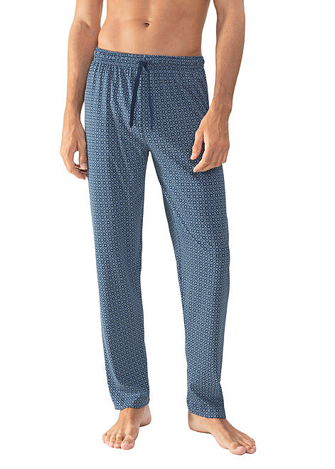 Mey Hose VESANTO blau Allover Muster lang Baumwolle Kordelbund