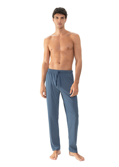 Mey Hose VESANTO blau Allover Muster lang Baumwolle Kordelbund