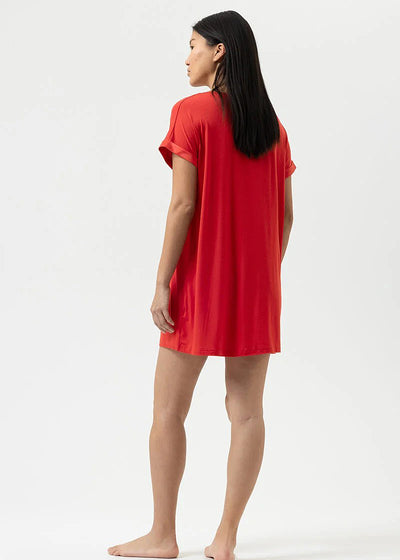 Mey Oversize T-Shirt PURE CHIC rot weit lang Modal Satin an Armabschlüssen