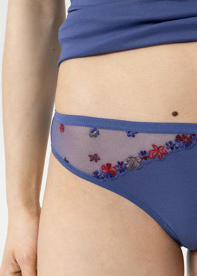 Mey Slip PRETTY SENSE blau florale Stickerei transparent Tüll