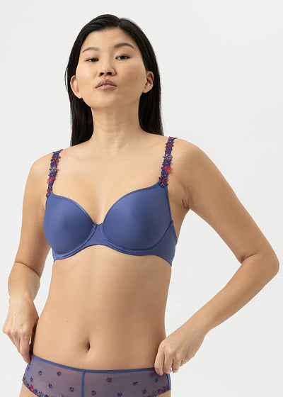 Mey Spacer-BH PRETTY JOAN blau mit Bügel florale Trägerstickerei