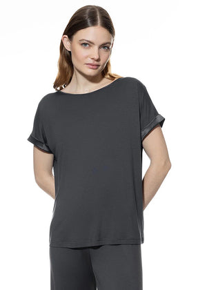 Mey T-Shirt PURE CHIC dunkelgrau weit Modal Satin an Armabschlüssen